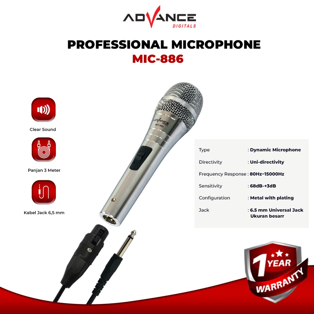 Advance MIC886 Mic Karaoke Kabel Microphone