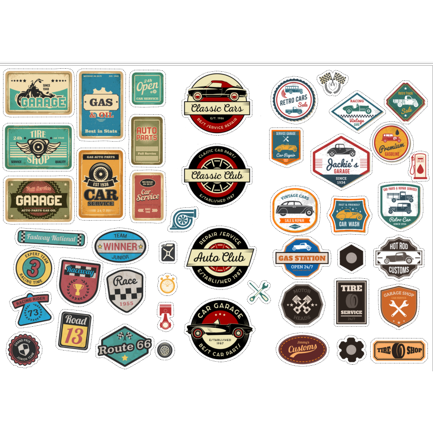 

Sticker Retro Car Mobil Vintage / Stiker Koper Tumbler Laptop Buku 004