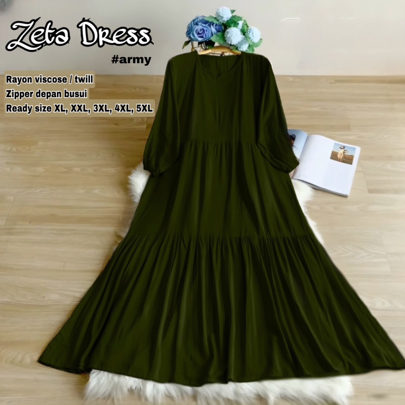 GAMIS POLOS ZETA Black Twill MAXY DRESS RAYON TWILL RAYON VISCOSE SUPER JUMBO LD 110 120 130 140 150 BEST SELLER BIG SIZE XL XXL 3XL 4XL 5XL Busui Ready Stock Termurah-2