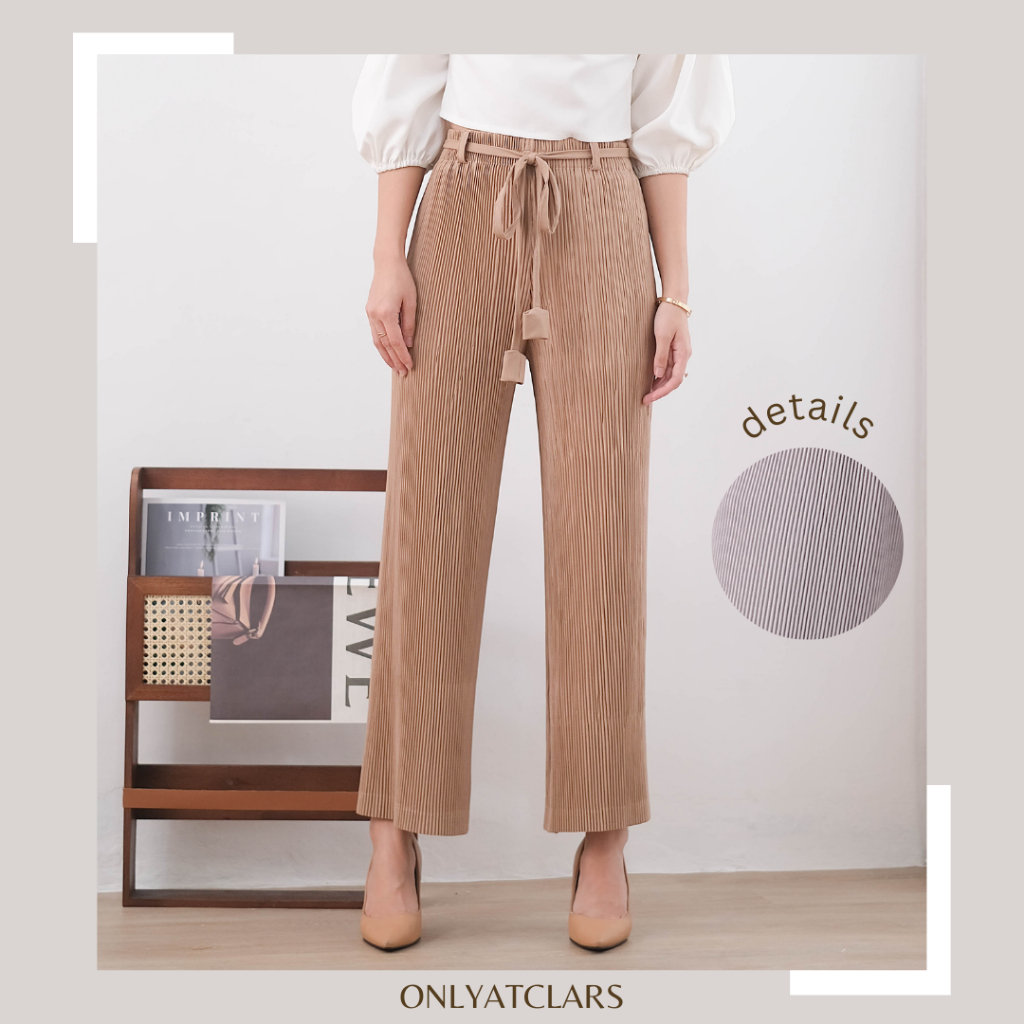 Celana kulot panjang korea plisket lidi jumbo wanita