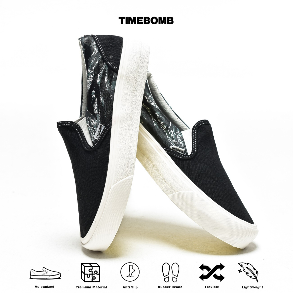 SEPATU TIMEBOMB VULCANIZED | SLIP ON TIGER CAMO GREY