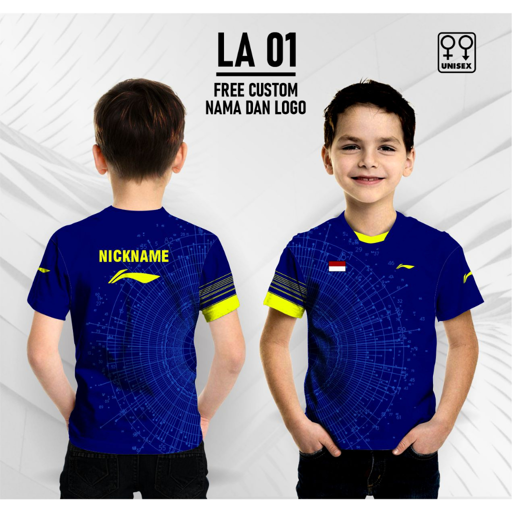 jersey badminton lin anak kaos bulu tangkis anak gratis custom nama dan logo