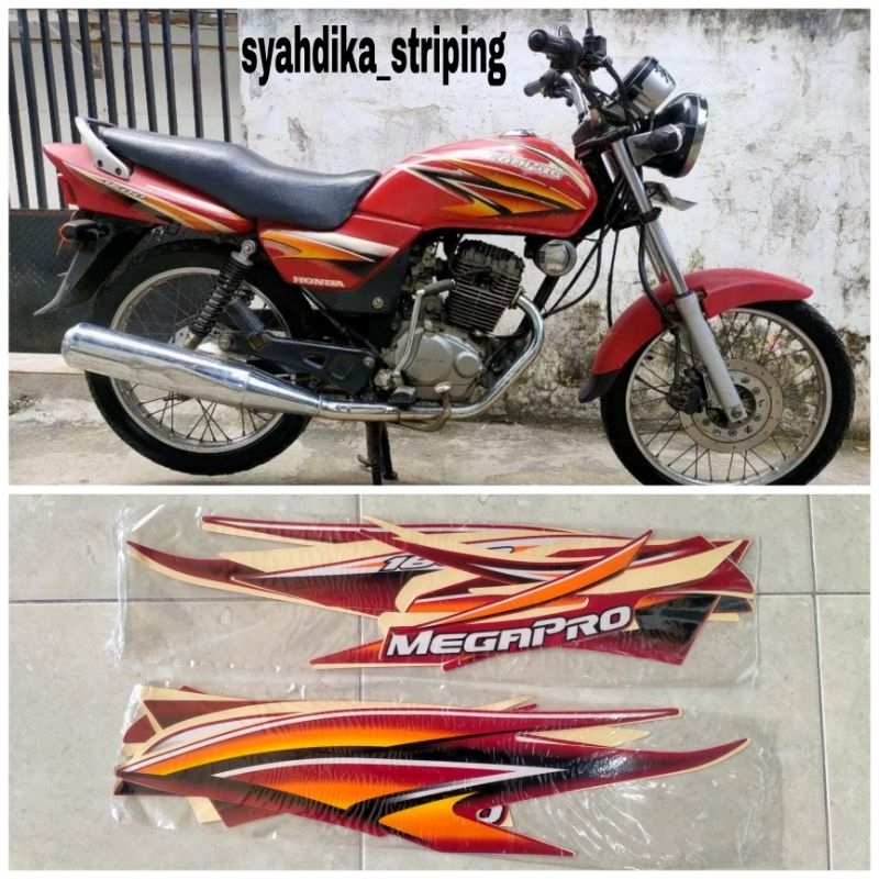 STIKER STRIPING LIS BODY HONDA MEGAPRO HIU 2004 2005 FULL MERAH
