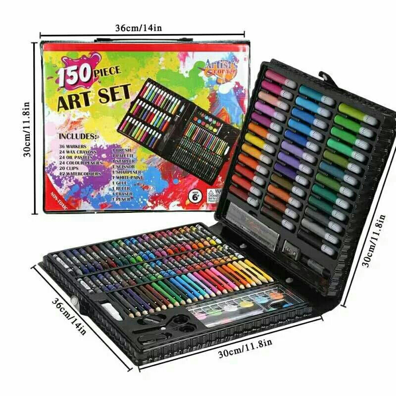 PENSIL WARNA 150PCS - ALAT TULIS SET CRAYON COLOURING SET 150PCS ARTCRAYON Anak Set Koper 150 in 1
