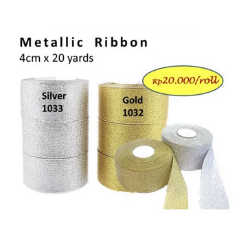 

Metallic Ribbon Pita Hiasan Hadiah Silver Gold Gift Toko Bouquet Buket