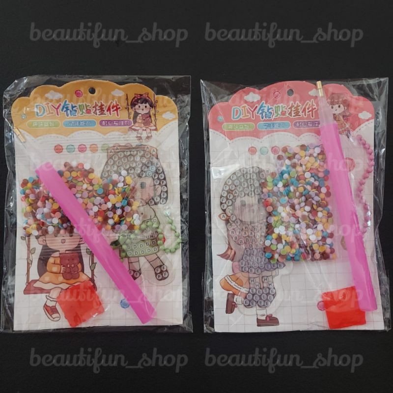 Mainan DIY menempel manik diamond mainan diy gantungan kunci diamond | mainan anak diy keychain diam