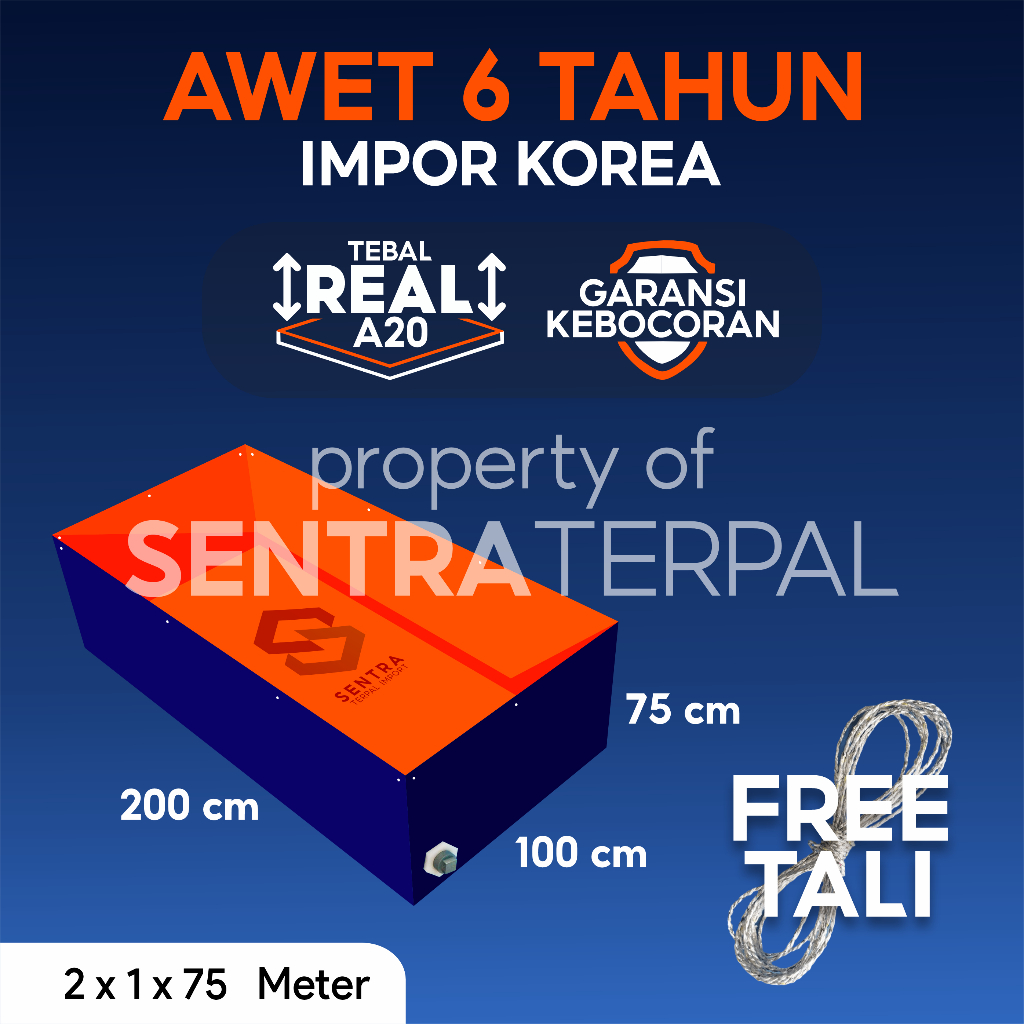 Kolam Terpal 200x100x75 / 100x200x75 / 2×1×0,75 / 1x2x0,75 A20 A15 A12 A8 A5 A3 Kolam Terpal Kotak I