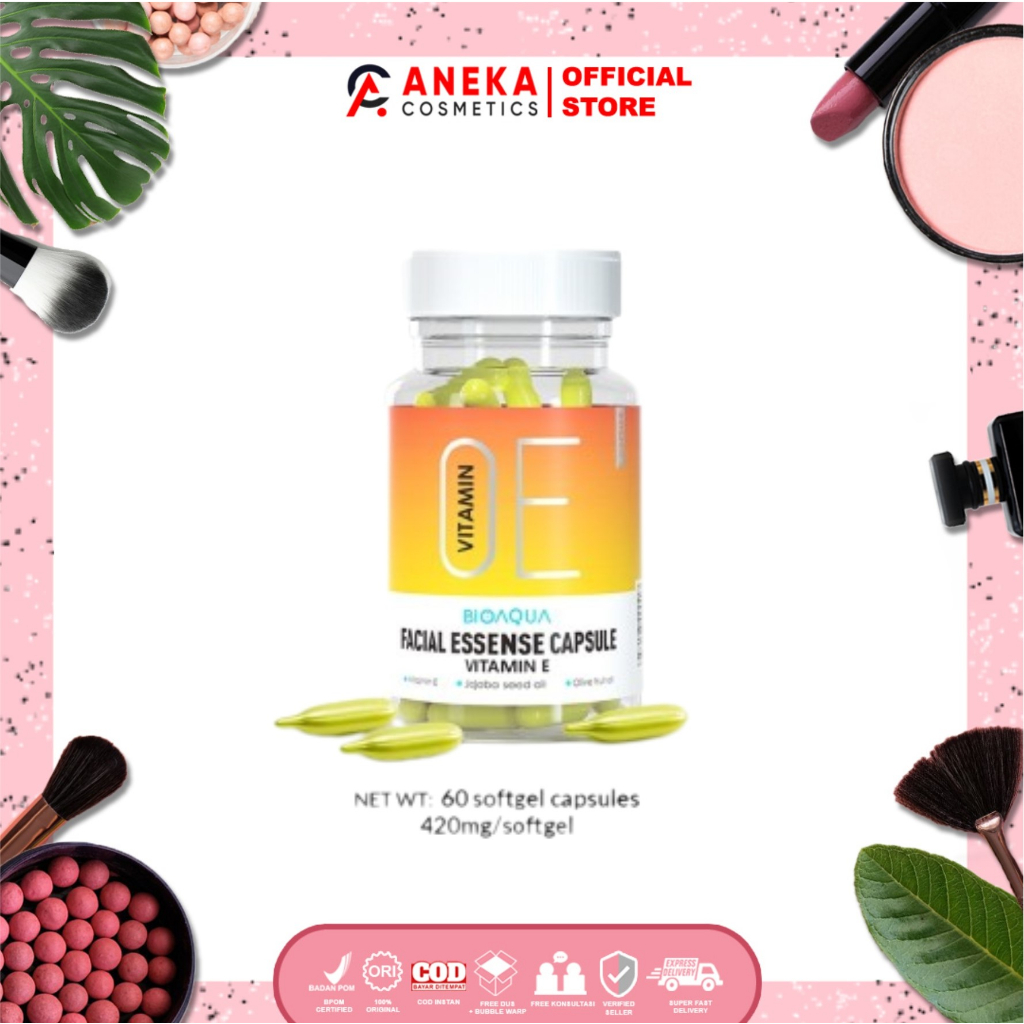 BIOAQUA SERUM WAJAH VITAMIN E FACIAL ESSENCE MOISTURIZING ANTI-AGING SERUM ISI 60 KAPSUL BPOM REPAIR