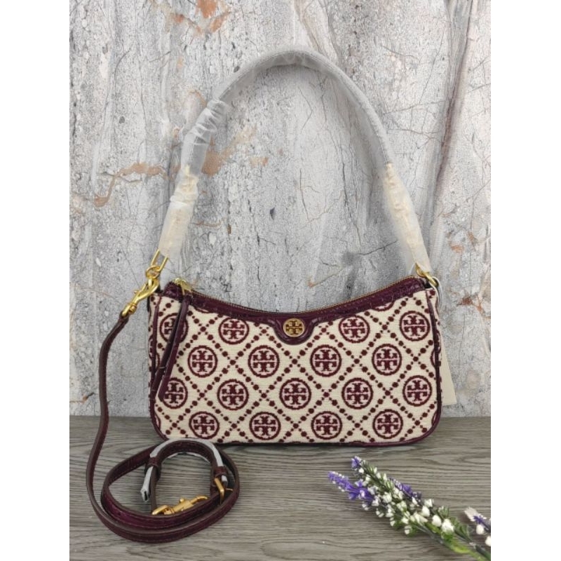 TB T Monogram Chenille Studio Claret