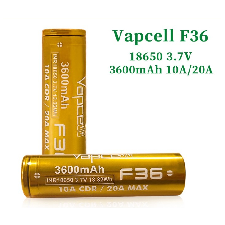 Baterai Vapcell F36 INR 18650 3.7Volt 3600mAh 10A/20A Lithium-ion Authentic