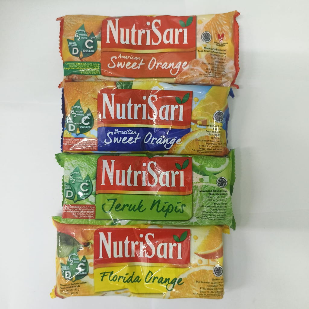 

Nutrisari Minuman Serbuk Instan Sweet Orange, Jeruk Nipis, Florida Orange Isi 10 Sachet