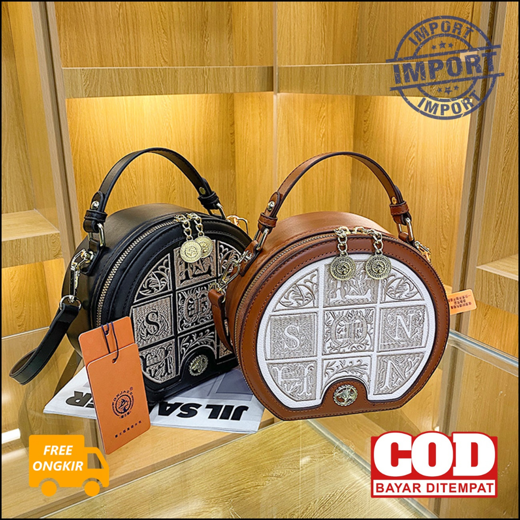 TAS MINI WANITA IMPORT VT2028 SELEMPANG SLINGBAG PESTA HANDBAG BUNDAR BULAT PEREMPUAN TAS KONDANGAN 