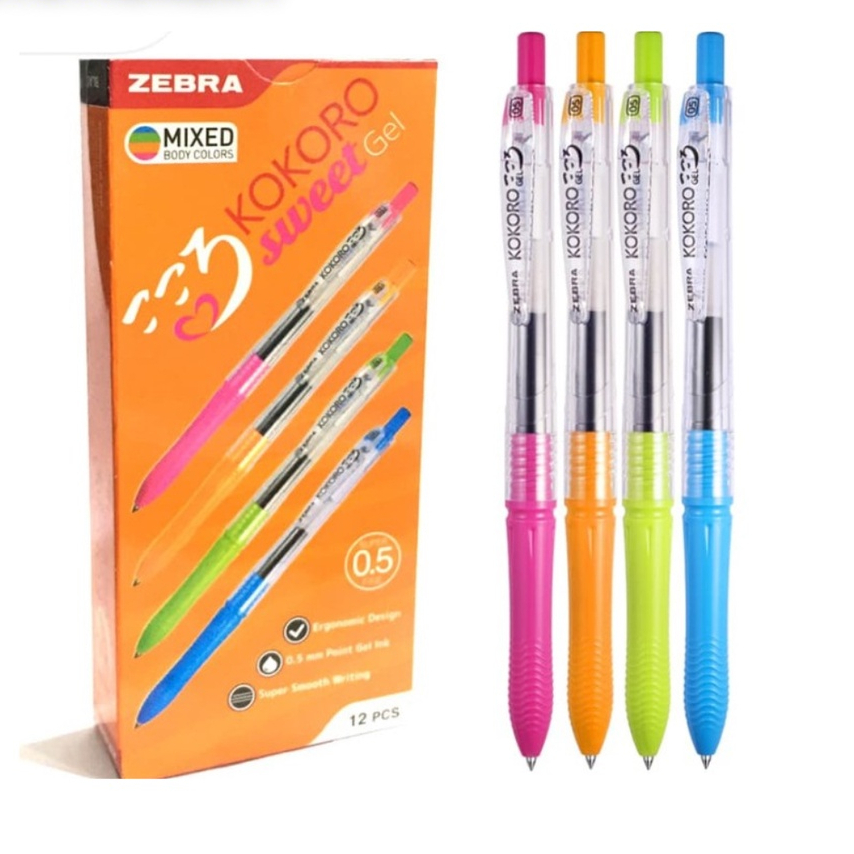 

[BUY 12 FREE 1 ] ZEBRA Kokoro Sweet Pulpen Pena 12 Pcs 0.5mm Retractable Ballpoint Pen Tinta Warna Hitam Alat Tulis