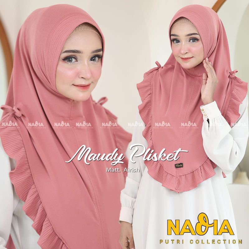 MAUDY PLISKET By Nadia Putri Collection Hijab Instan Tali Kepang Jersey Airis Premium Kerudung Rempe