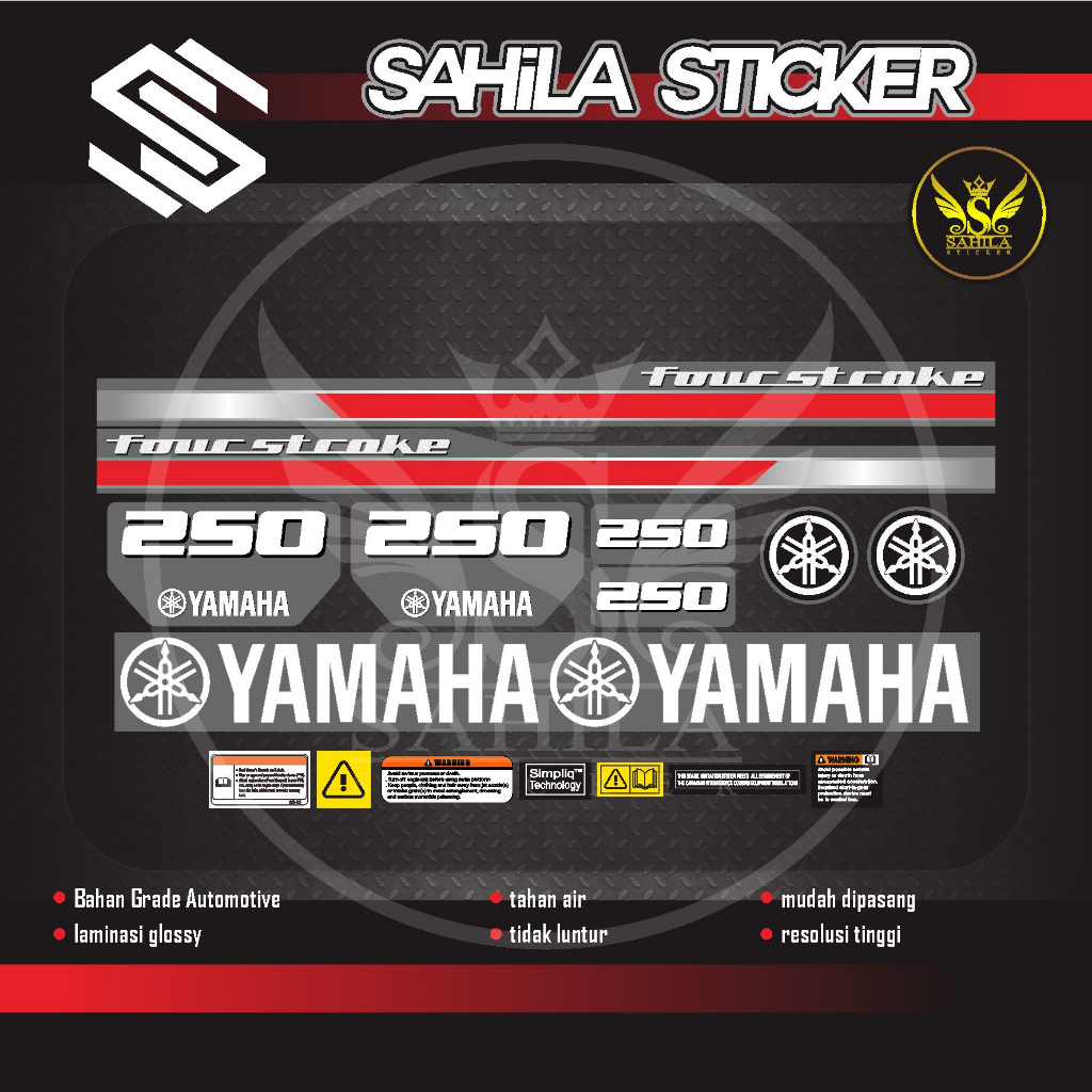 STICKER MESIN TEMPEL YAMAHA ENDURO 250HP 2013+ STIKER DECAL KIT YAMAHA 250 4 STROKE