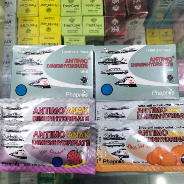 Antimo Tablet Jual Per Strip / Antimo Anak Cair Rasa Jeruk Strowberry / Obat Mabuk Perjalanan / Mual