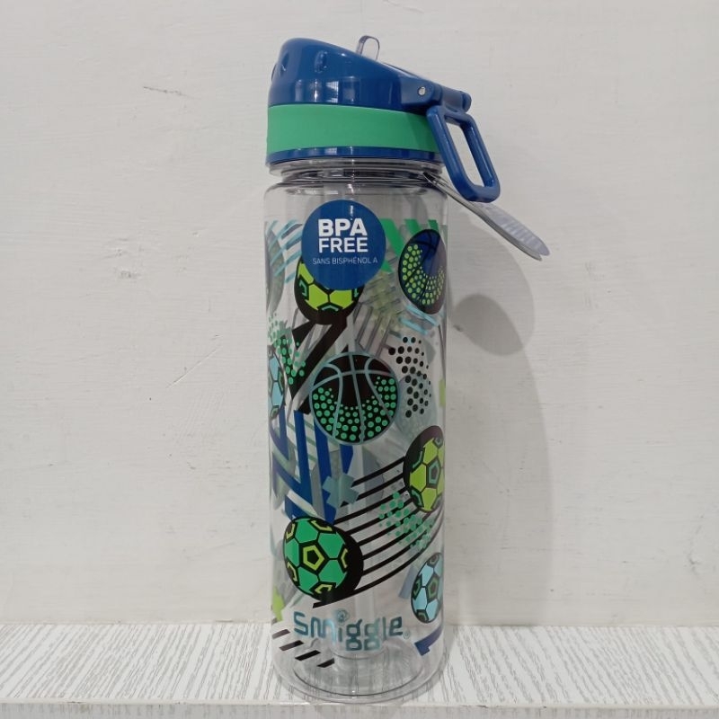 Ori original smiggle drink up bottle kids ball soccer blue green color botol minum air motif bola an