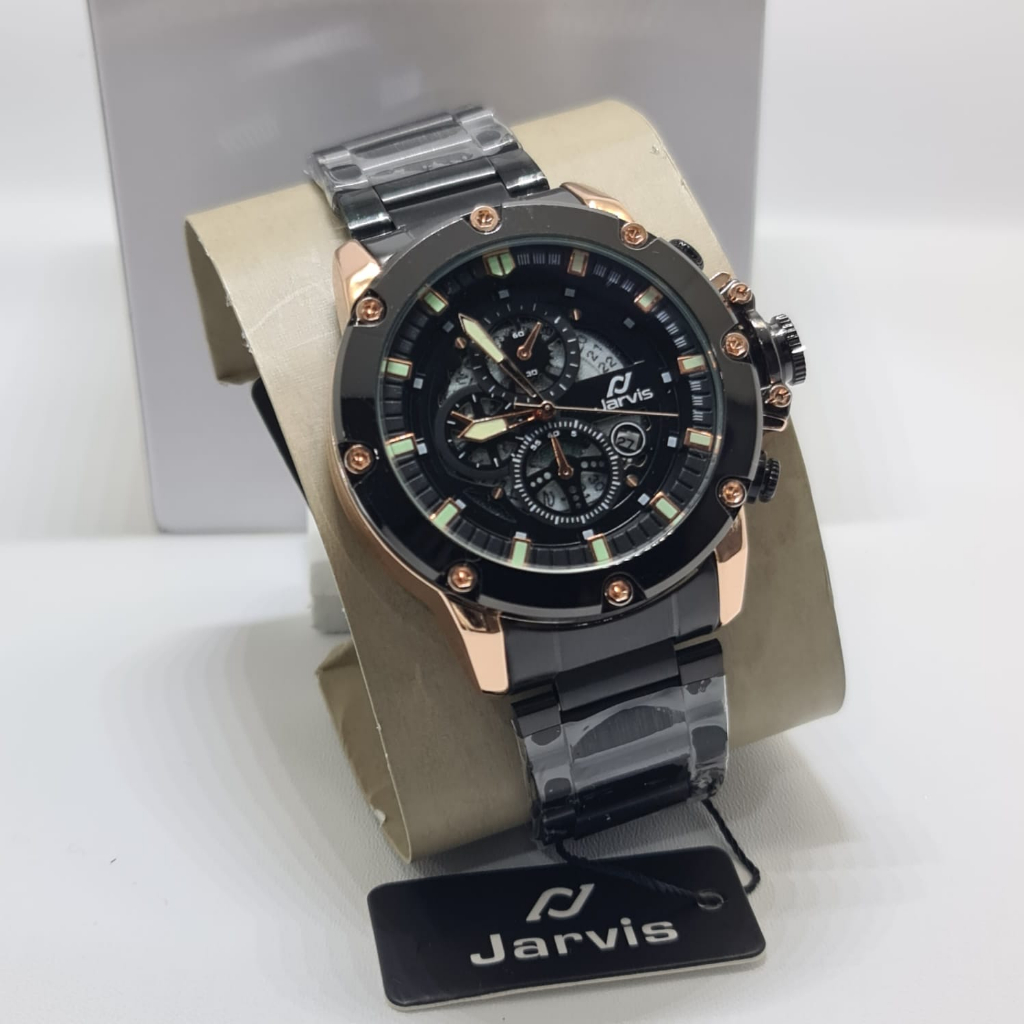 Grosiran Jam Tangan Pria Fashion Jarvis Original Tanggal Aktif Stainless Steel SV 6065 Free Box Dan 