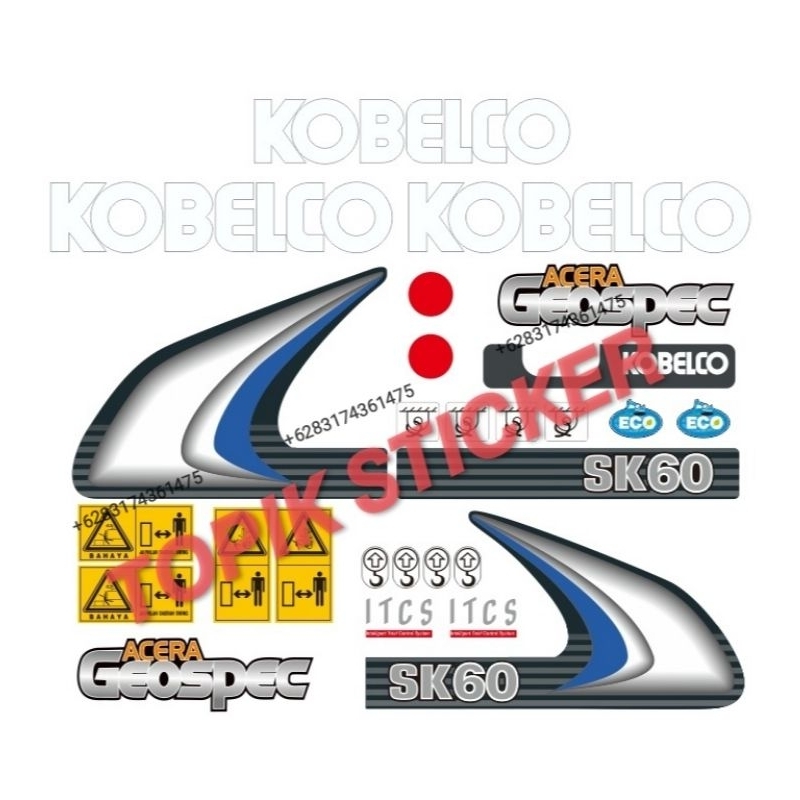 Stiker Mini Excavator KOBELCO SK60-8, Stiker Alat Berat