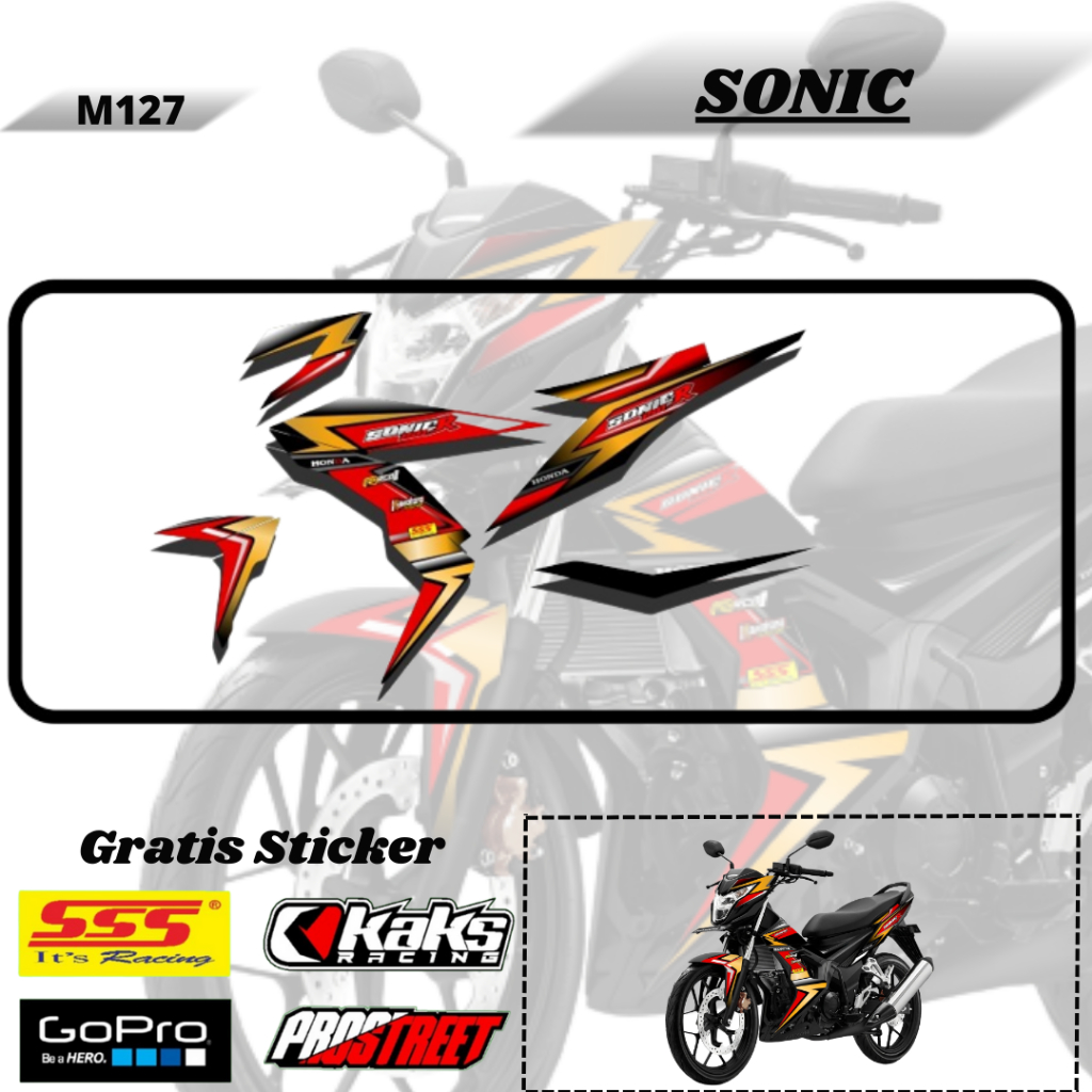 Lis Striping Sticker Variasi Aksesoris List Stiker Motor Honda Sonic 150 R M127 Tahun 2015 2016 2017