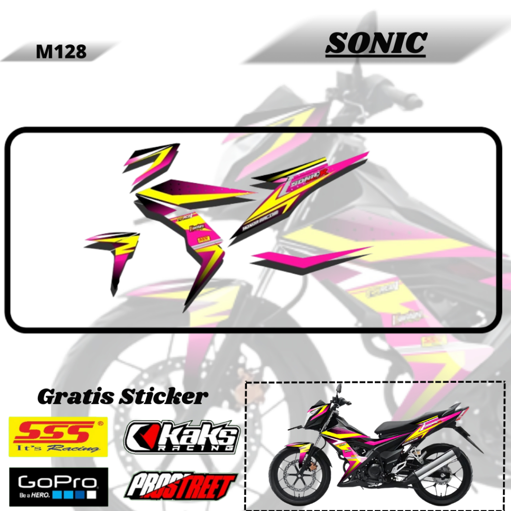 Lis Striping Sticker Variasi Aksesoris List Stiker Motor Honda Sonic 150 R M128 Tahun 2015 2016 2017