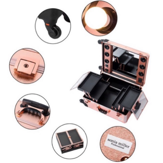 preloved koper makeup Sonia Miller Beauty Makeup Case messy line rose gold with 6 Tri-color(ada stan