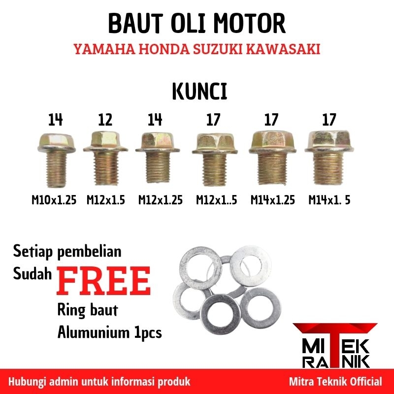 Baut Oli Motor Baut Oli Oversize M10 M12 M14 Free Ring