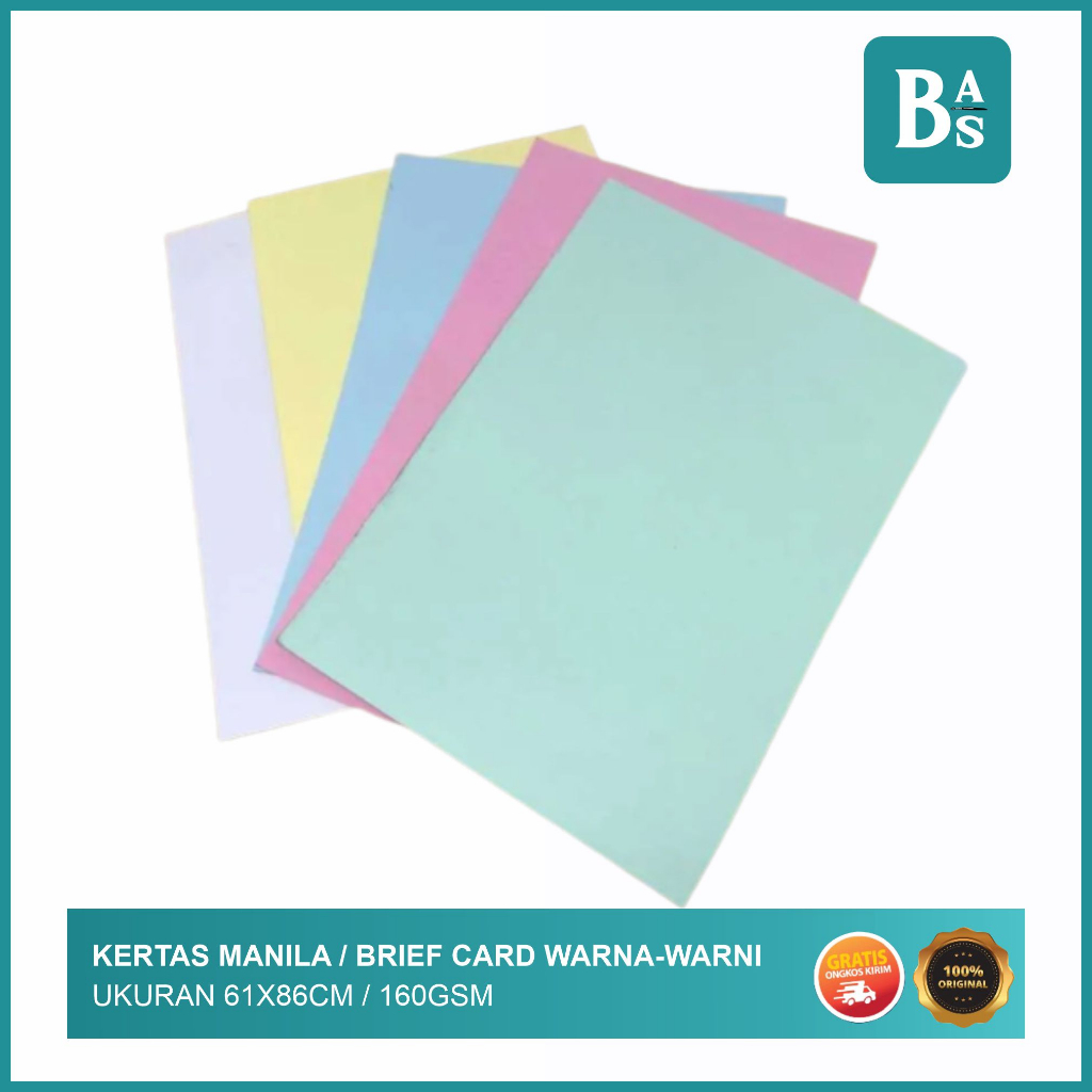 

Kertas Manila/Brief Card Warna Warni 160GSM 61 x 86cm