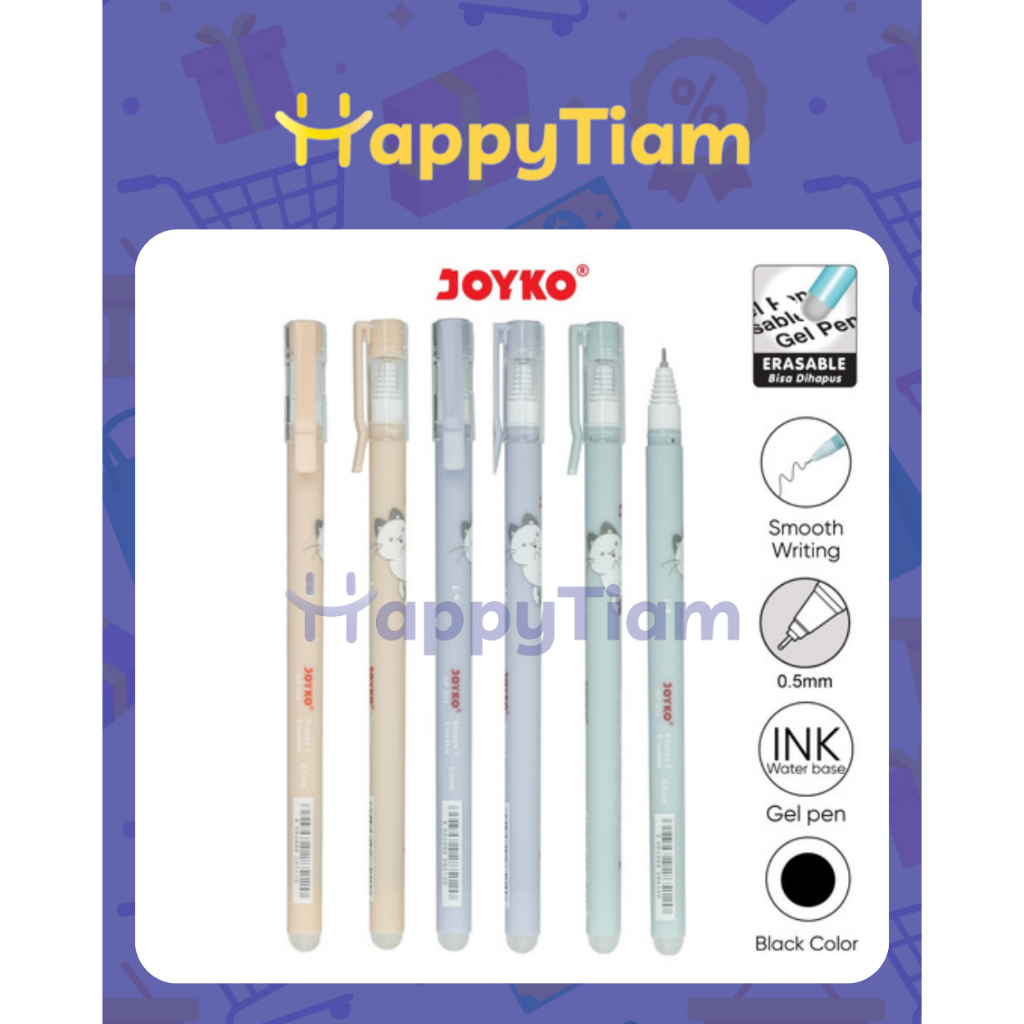 

ERASABLE GEL PEN GP-334 JOYKO 0.5MM SHOKYO 7 ~ PULPEN BISA DIHAPUS ERASE PENA