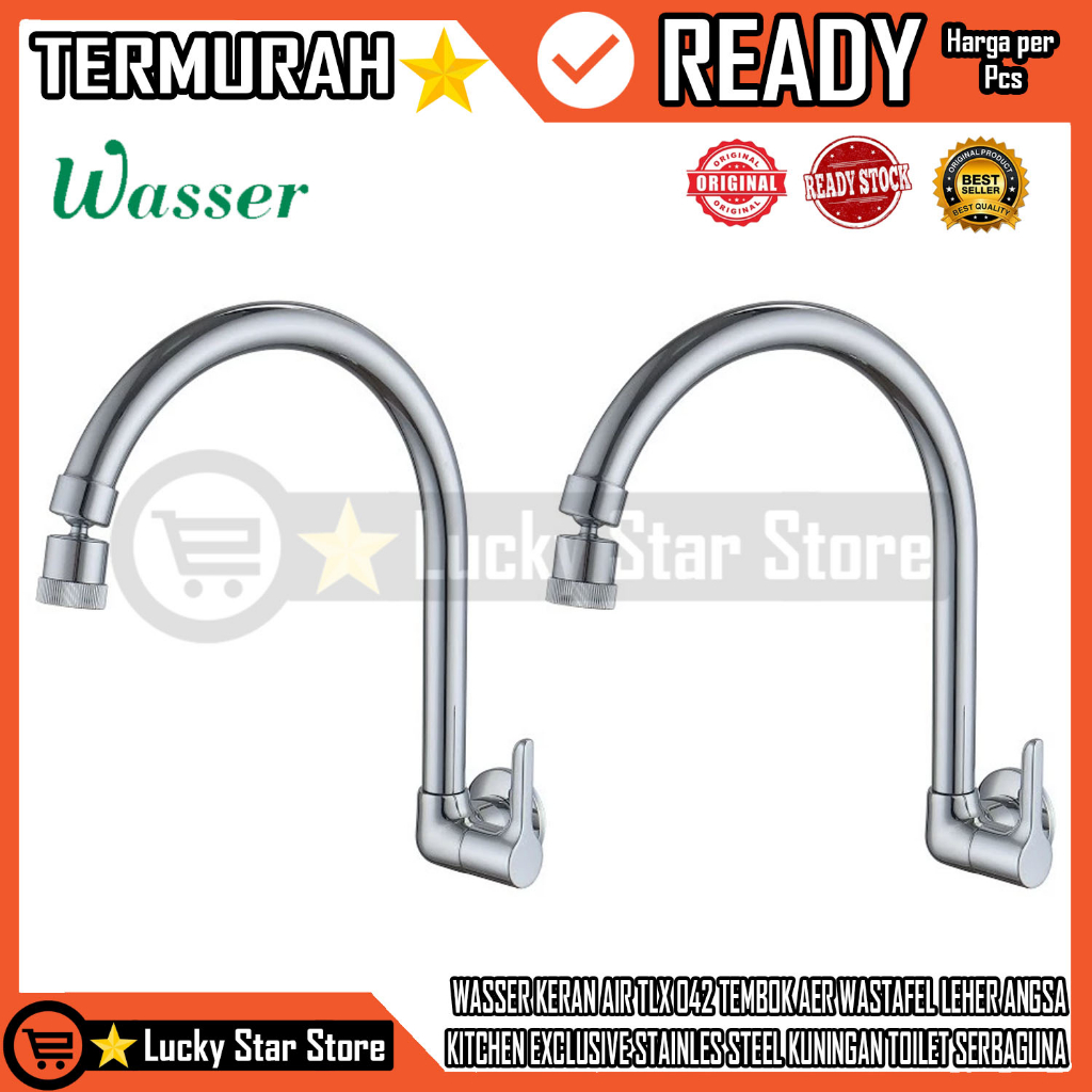WASSER KRAN PANCURAN WASTAFEL LEHER ANGSA BATH UP BETAP CUCI PIRING STAINLESS KERAN WASSER TLX 042  