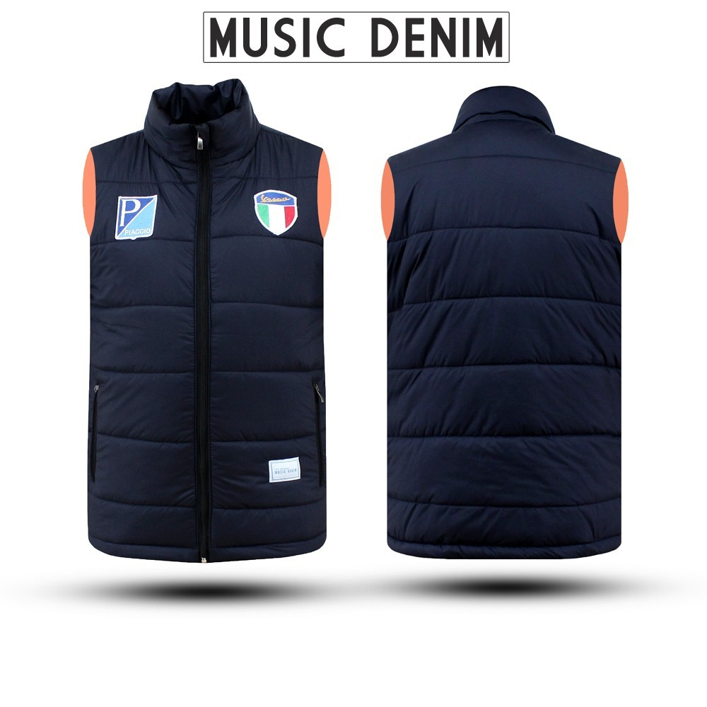Rompi Vespa Piaggio Parasut Korea Original Music Denim M-XXL Vest Motif Vespa Bordir Rompi Murah Ves