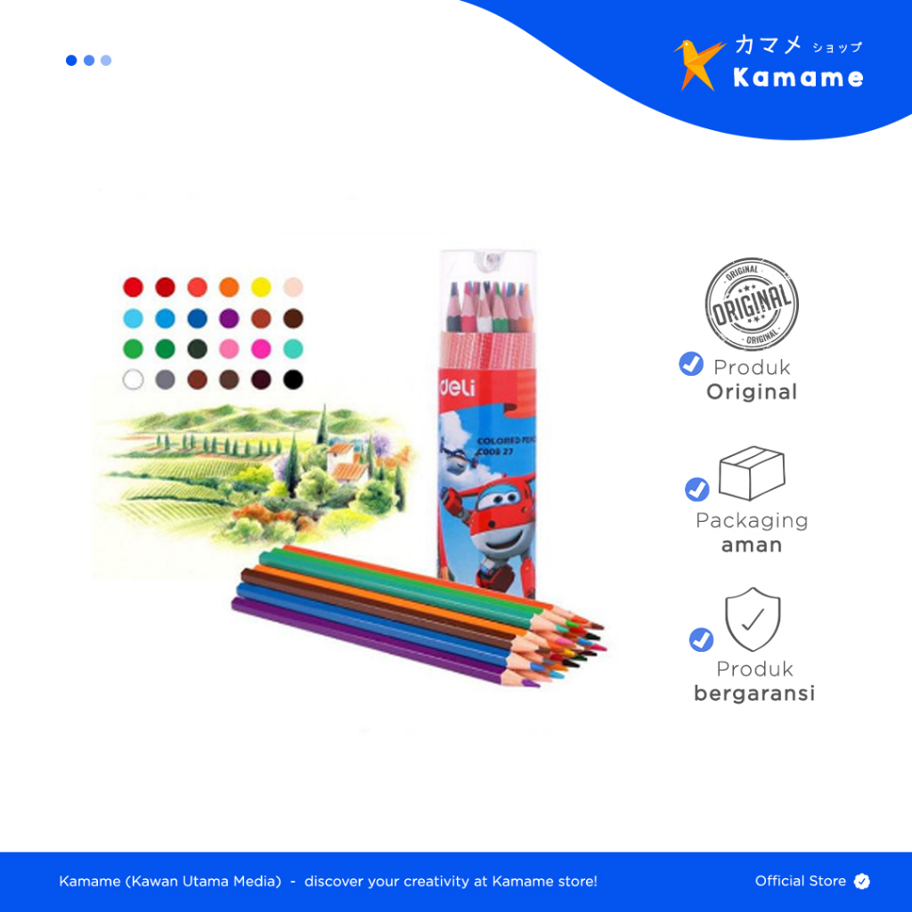 

Deli Colored Pensil - Super Wings Hexagonal Barrel 12 /24 Warna C00807,C00827 - Kamame