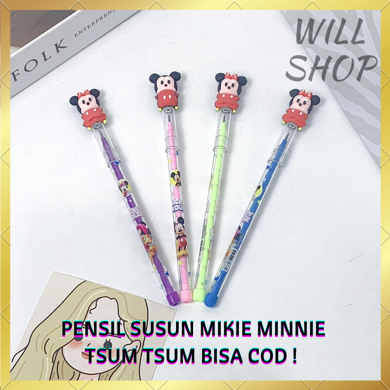 

GROSIRAN PENSIL SUSUN MURAH PENSIL PELURU PELOR KARAKTER MICKEY MINNIE TSUM TSUM 4 WARNA IMUT LUCU UNIK TERMURAH READY COD