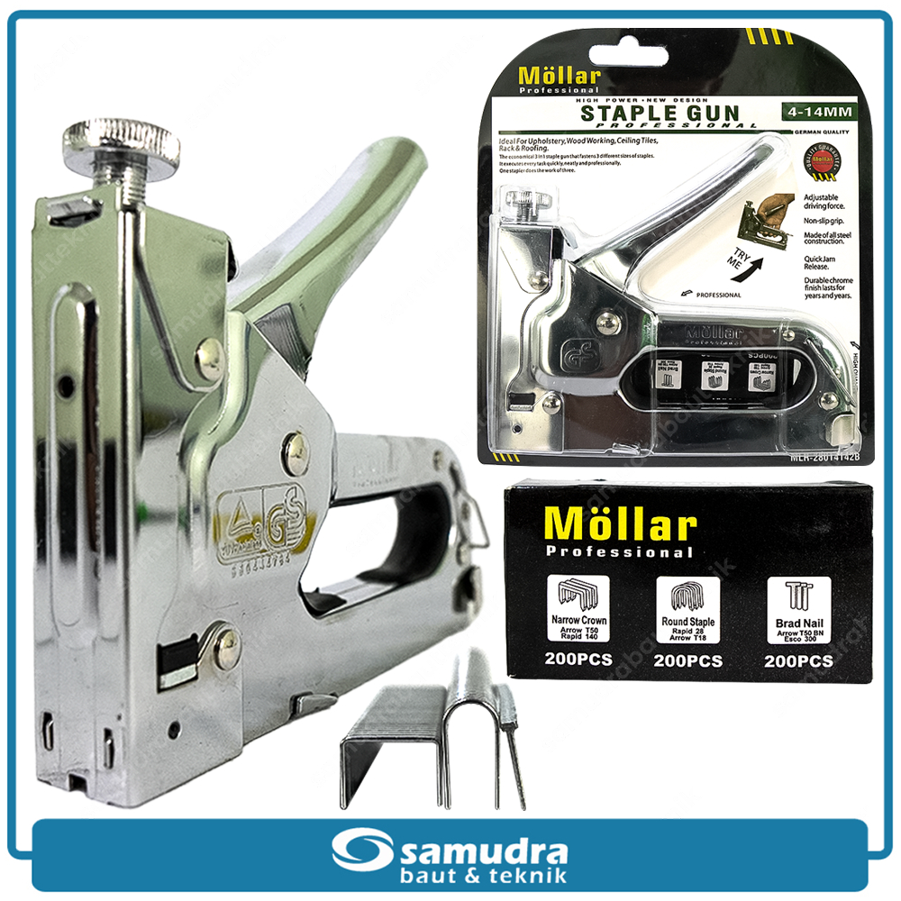 

STAPLE GUN SERBAGUNA MOLLAR STAPLES TEMBAK BONUS ISI HEKTER 3 IN 1