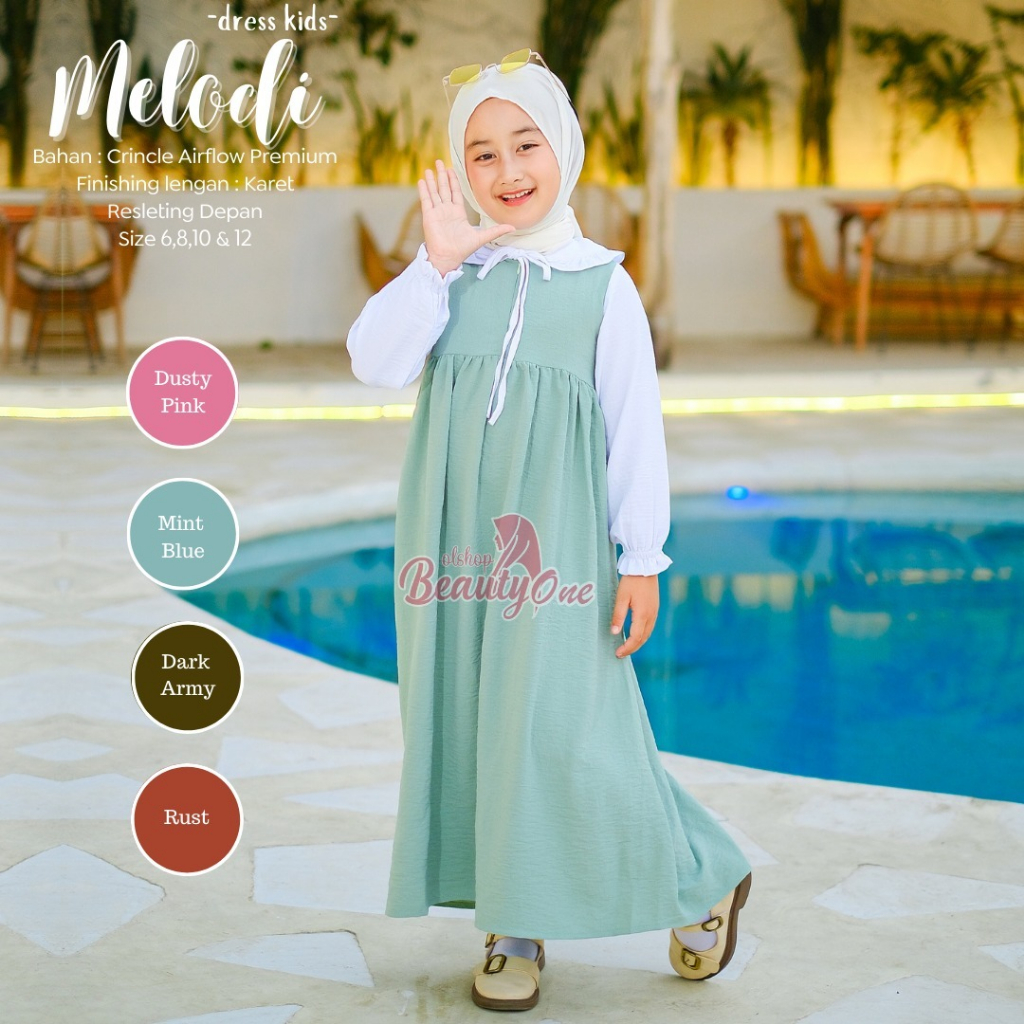 Homey Dress Anak Crincle Airflow Gamis Anak MELODI