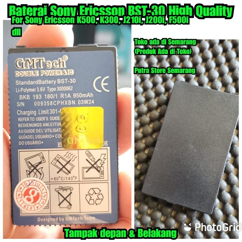 Baterai BST30 Sony Ericsson F500i, J200i, J210i, K300, K500 Batre Soner BST-30 Sony ericson k300 dll