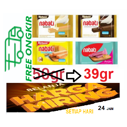 

Nabati Wafer / Wafer Nabati 50 gr Aneka Varian - Hazelnut, Coklat, Keju, White, Pink