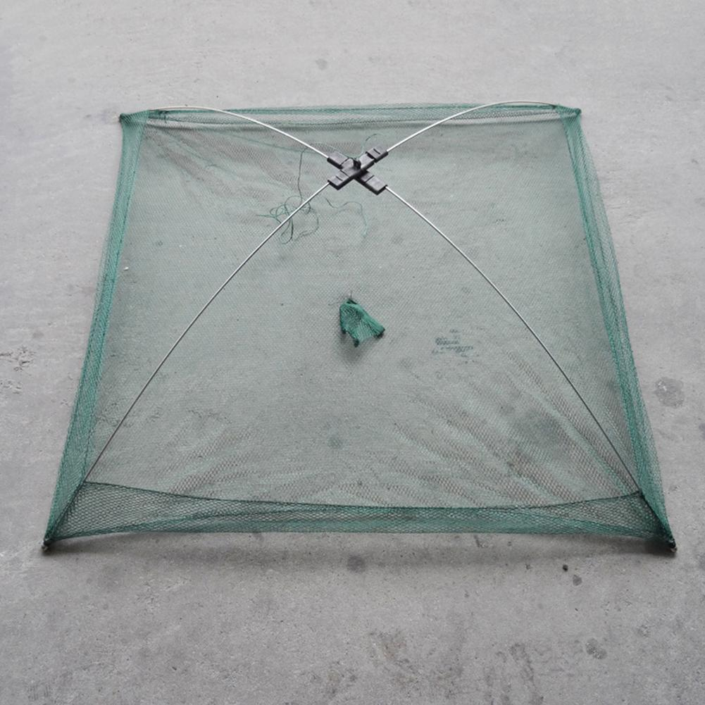 100*100cm Lipat Jaring Nilon Pancing Ikan Udang Model Segiempat Jaring Perangkap Udang Ikan Kecil