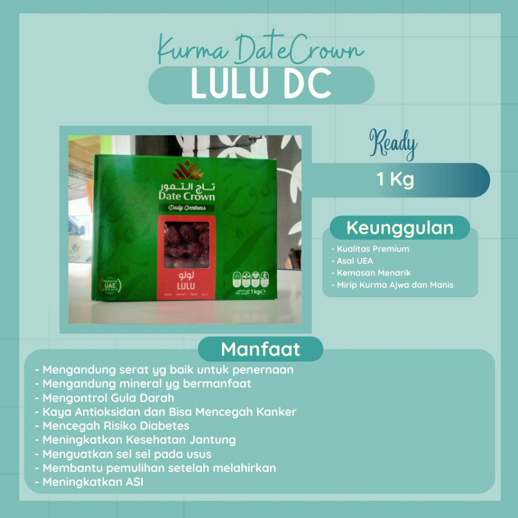 

Kurma Lulu Date Crown || Kadai Dayoem Oleh-oleh Haji dan Umrah, Herbal dan Organik