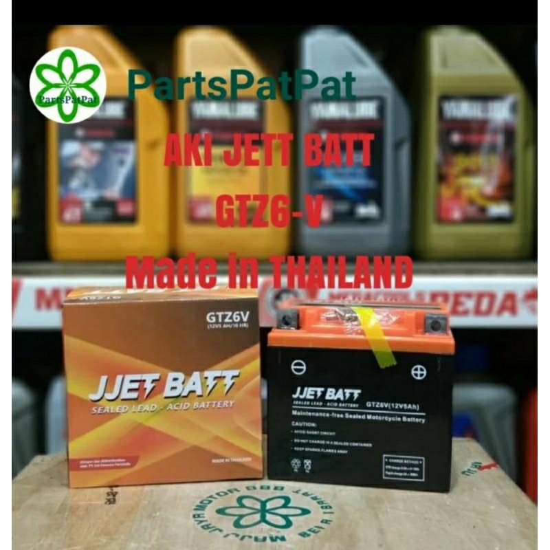 AKI ACCU MOTOR JJET JETT BATT BATTERY GTZ6V GTZ-6V GTZ6-V/YTZ-6V YTZ6-V MF MADE IN THAILAND