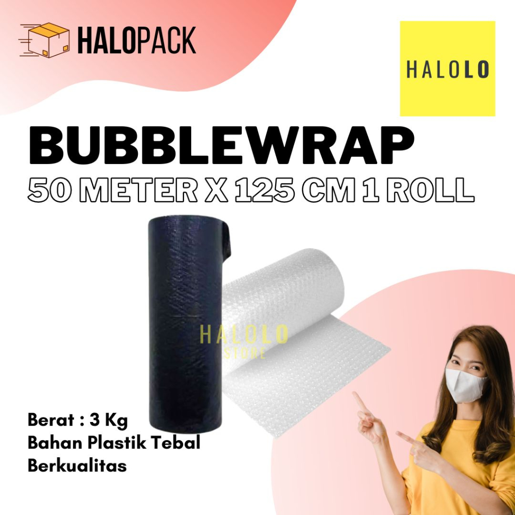 

Bubble Wrap ROLL TEBAL 3 Kg Bubblewrap Hitam Putih 125 cm x 50 meter