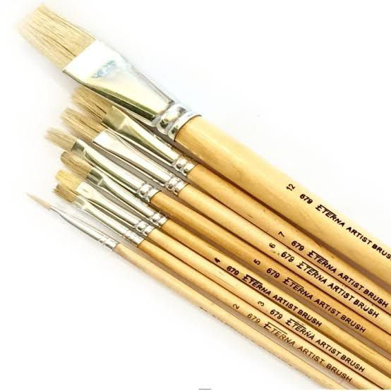 

Kuas / Brush King lukis gagang panjang putih kuas cat pipih ETERNA NO.8