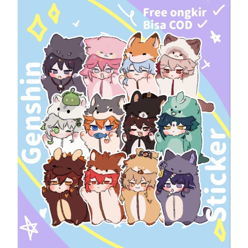 Stiker Genshin Nahida Scara Kazuha Yae miko Raiden baal Childe Ayato Hutao Diluc Xiao Kaveh Alhaitam