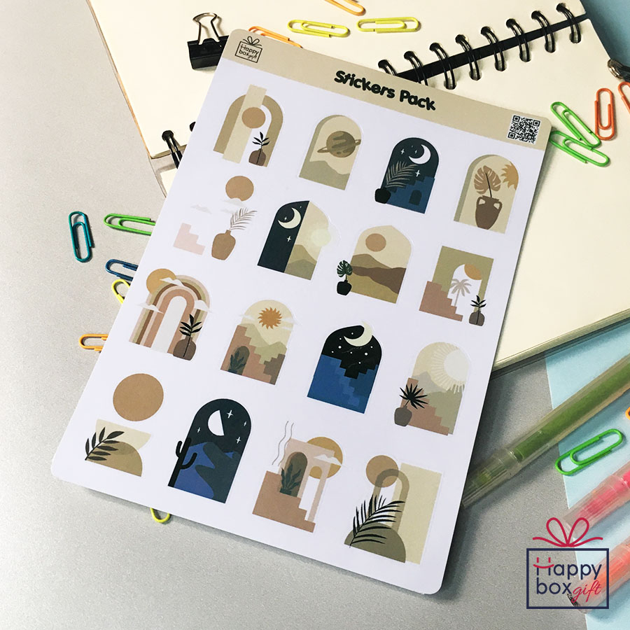 

16Pcs STICKER STIKER PACK AESTHETIC BOHO JOURNAL DECOR LAPTOP