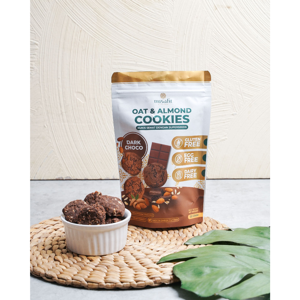 

Nusafit Gluten Free Oat & Almond Cookies - Dark Choco