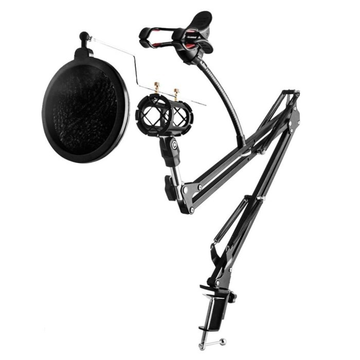 Stand Microphone / Stand Mic Jepit Meja With Holder Lazypod
