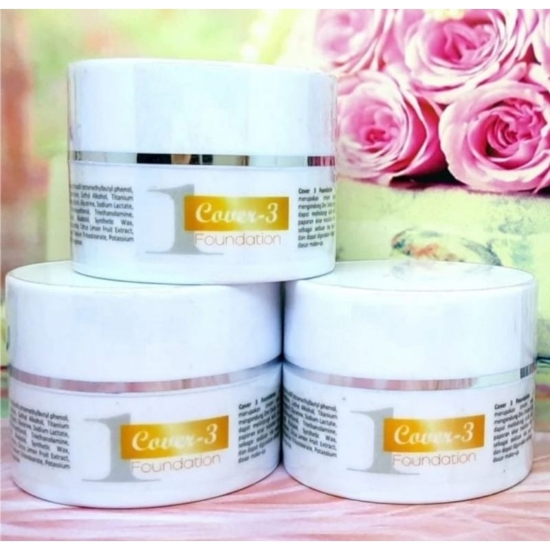 Cover 3 Foundation SPF 50 no 1 & no 2 - cover-3 sunblock / tabir surya / sunscreen dengan foundation