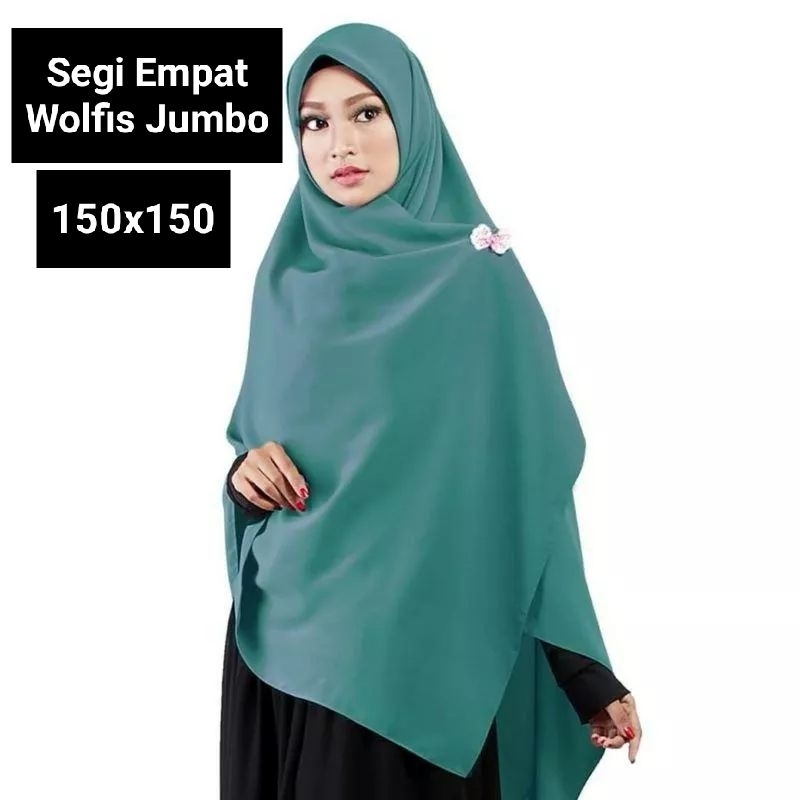 Segi Empat Wolfis Super Jumbo 150x150/Hijab Syar'i Wolfis/Segi Empat Wolfis Premium