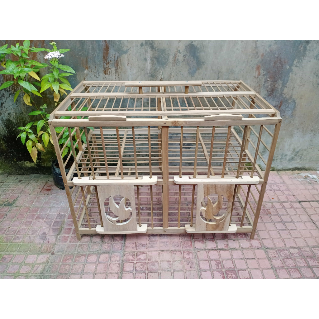 Dongdang Merpati 4 Pintu Unik | Dondang Merpati Bambu Pintu Kayu Jati | Kandang Merpati Murah