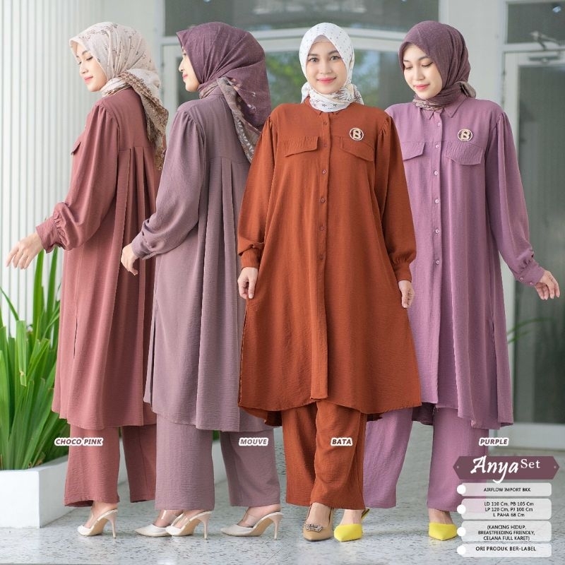 Anya One Set Tunik Premium | One Set Crinkle Airflow